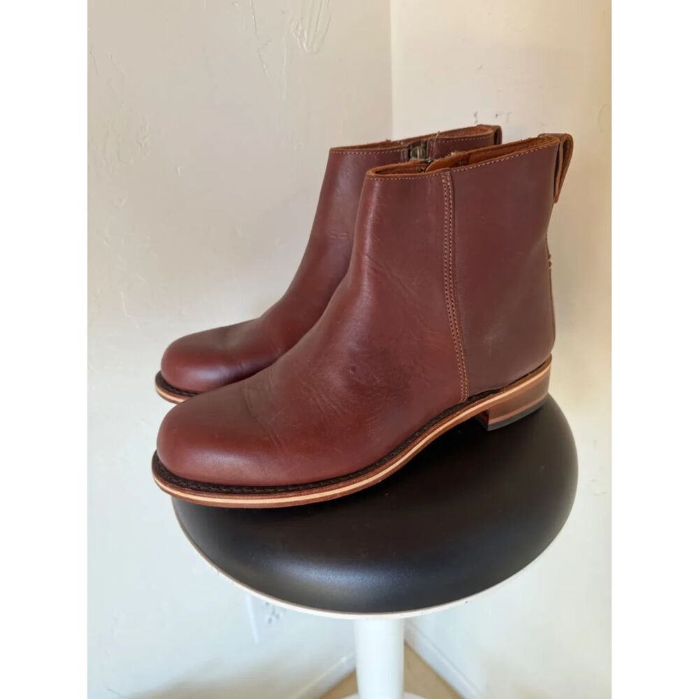 Women's Brown Leather Moto Ankle Boots